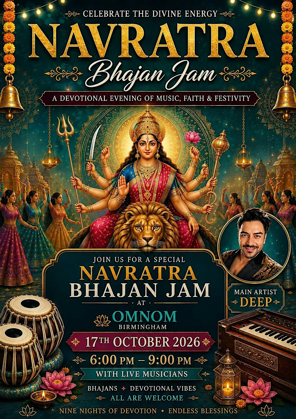Navrathri bhajan jam at OMNOM Birmingham