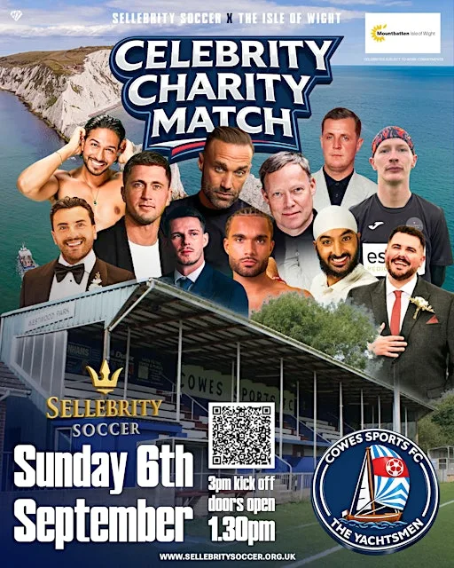 Celebrity charity football match at Cowes Sports Football Club