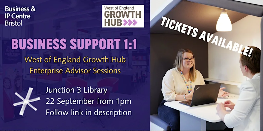 West of England Growth Hub 1-to-1 - Follow Link in Description to Book at Junction 3 Library