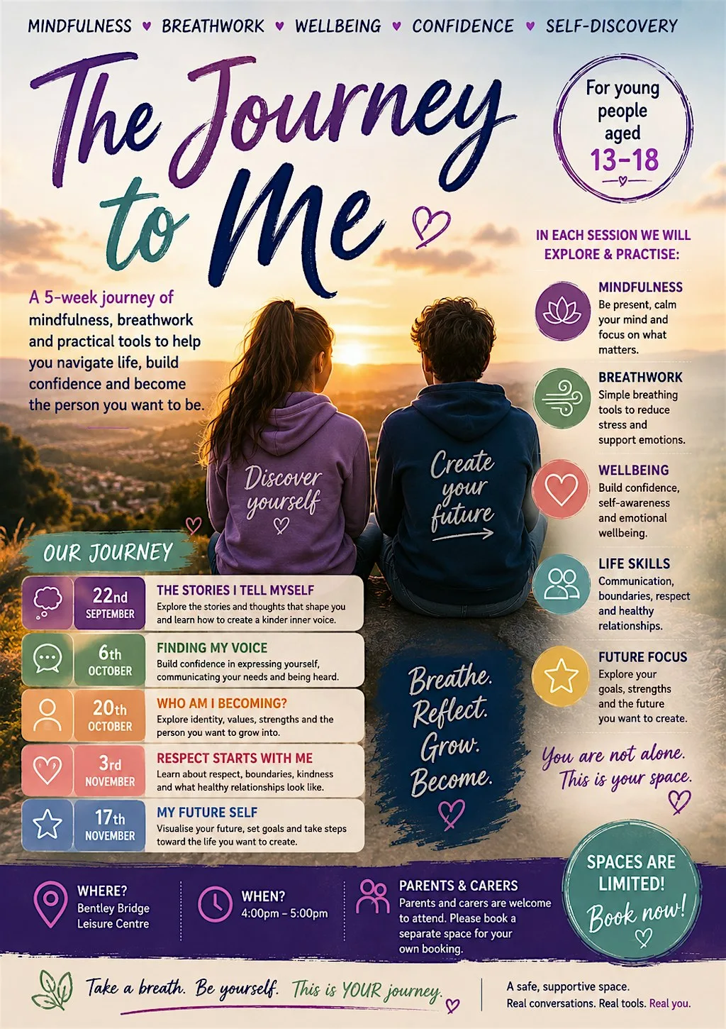THE JOURNEY TO ME, A 5-week mindfulness & wellbeing journey for age 13-18 at Wolverhampton Swimming & Fitness Centre