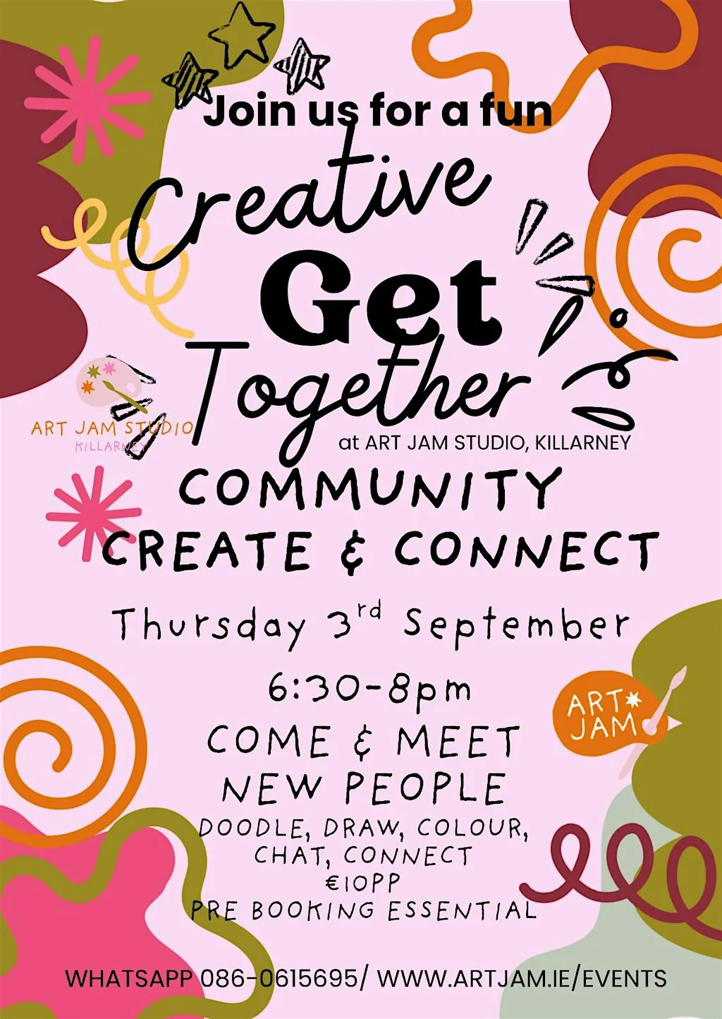 Create & Connect 3rd September at ART JAM STUDIO, 22A NEW STREET, KILLARNEY, V93 N795