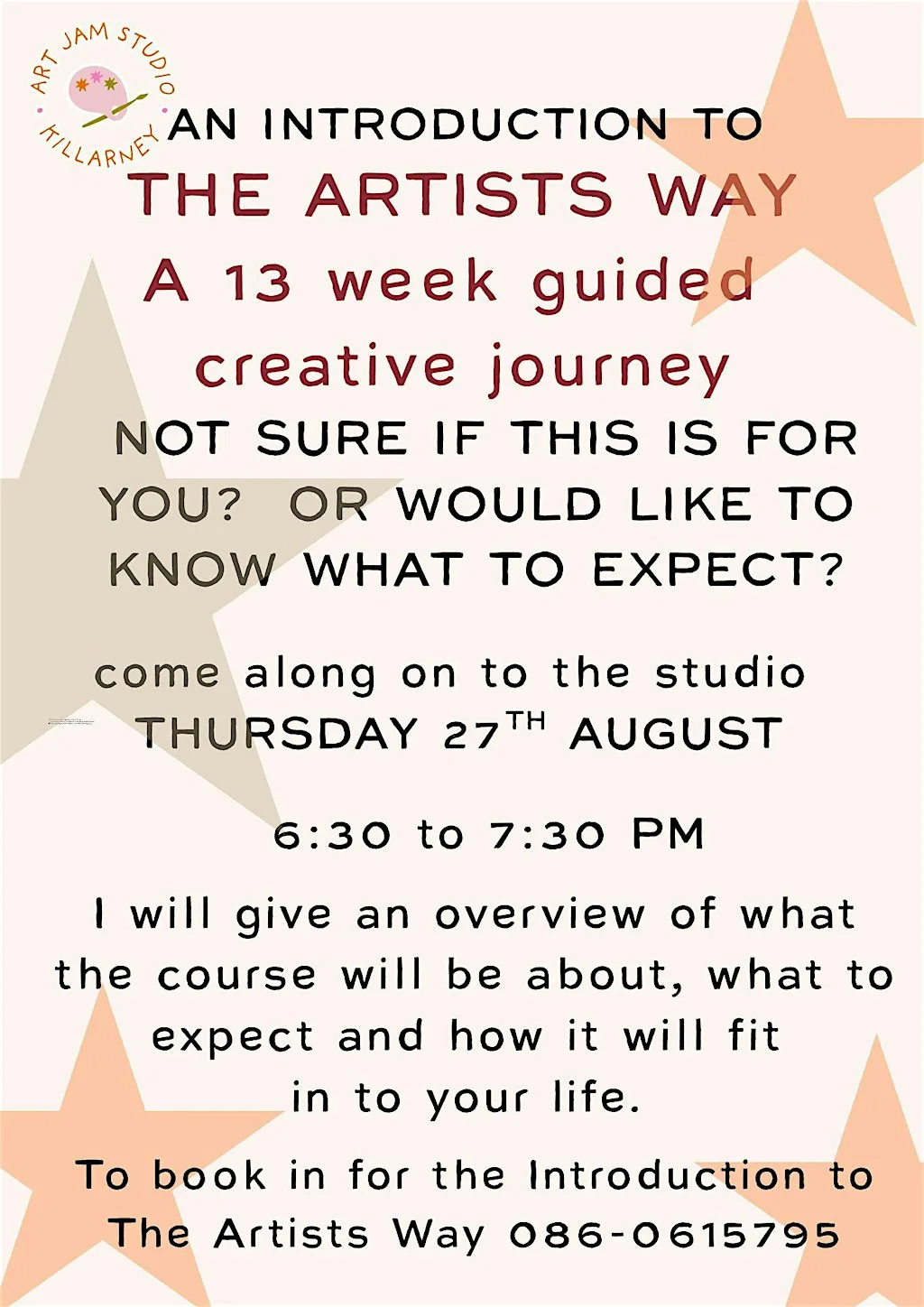 AN INTRODUCTION TO THE ARTISTS WAY COURSE at ART JAM STUDIO, 22A NEW STREET, KILLARNEY, V93 N795