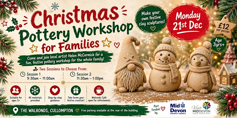 Christmas Pottery Workshop for Families at The Walronds