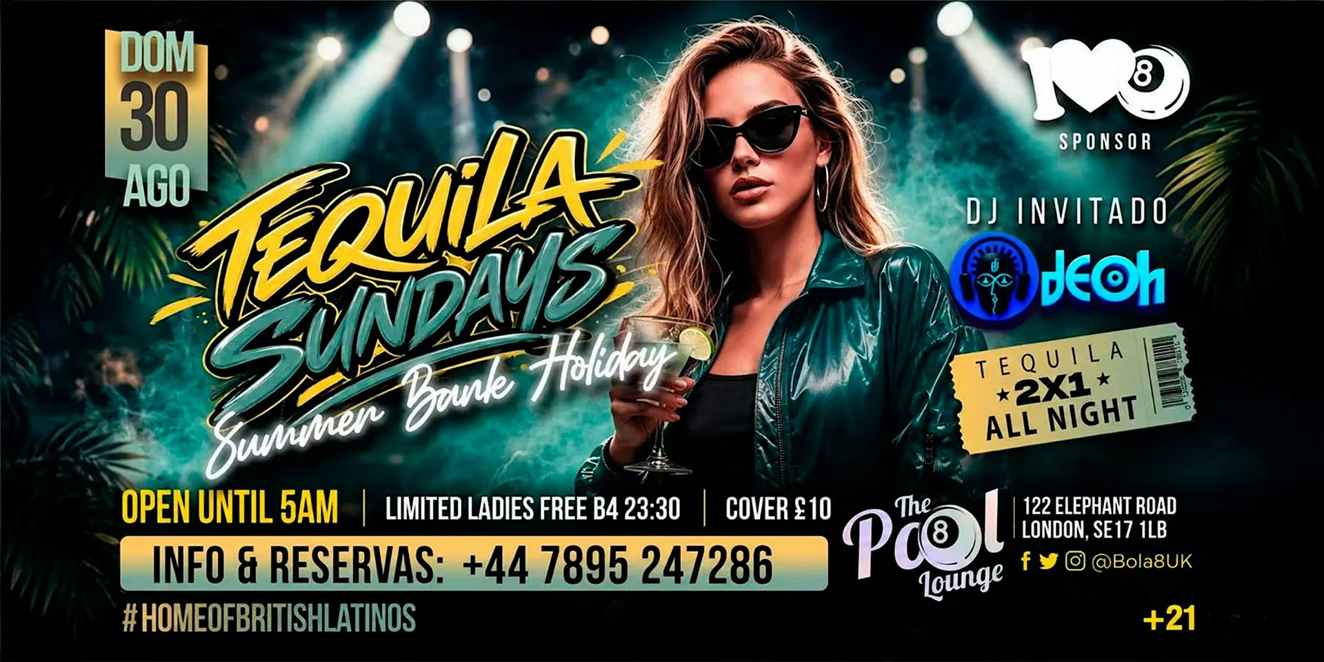 Bank Holiday Sunday: Reggaeton & Party Anthems at Bola 8 at Bola 8 - The Pool Lounge