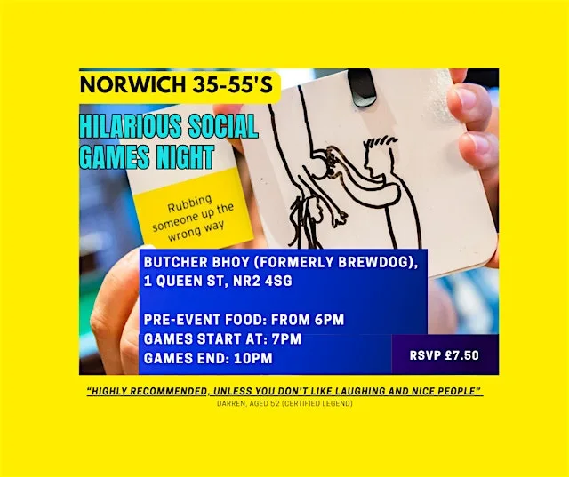 Norwich 35–55s HILARIOUS Games Night | Singles, Solos, Couples & Friends