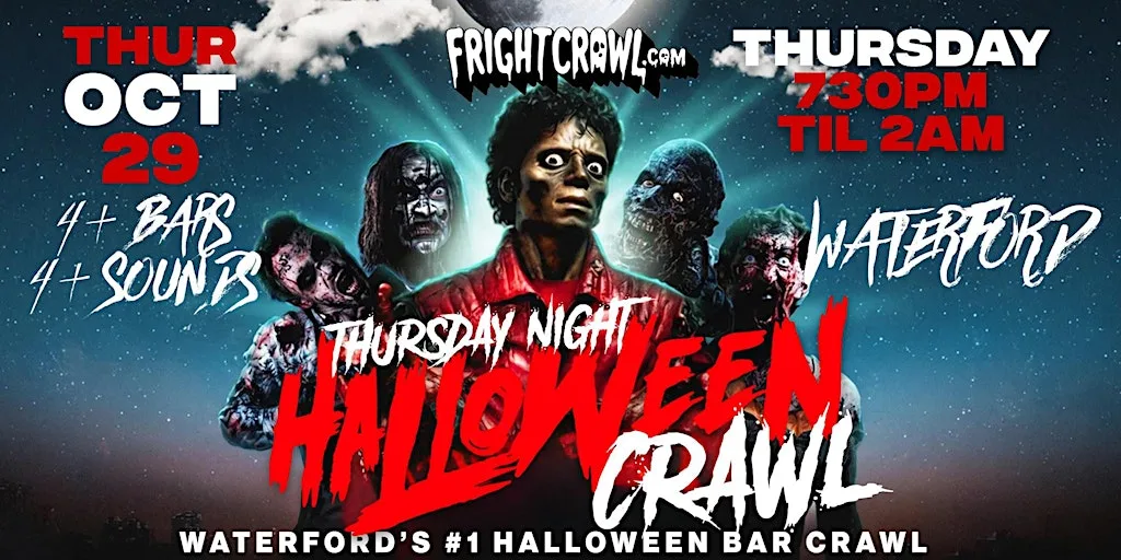 The Fright Crawl | Waterford Halloween Bar Crawl 2026 | Thursday, October 29 at TBA