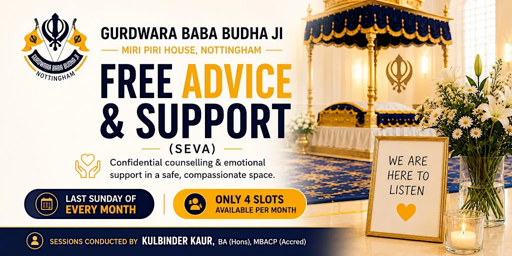 Free Monthly Counselling & Emotional Support (Seva) – Nottingham
