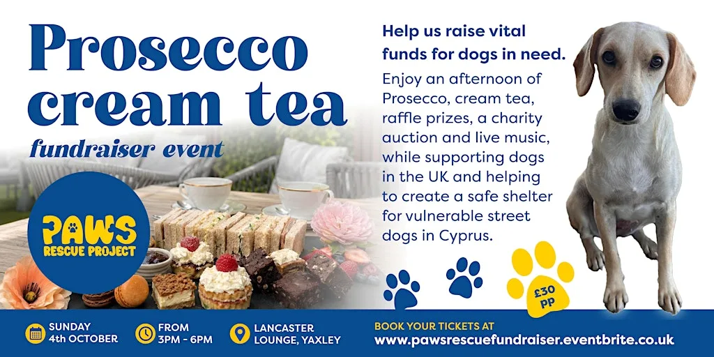 Paws Rescue Prosecco & Cream Tea Fundraiser at The Lancaster Lounge