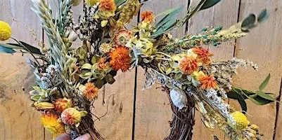 Autumn dried flower wreath making workshop at The Staiths Cafe