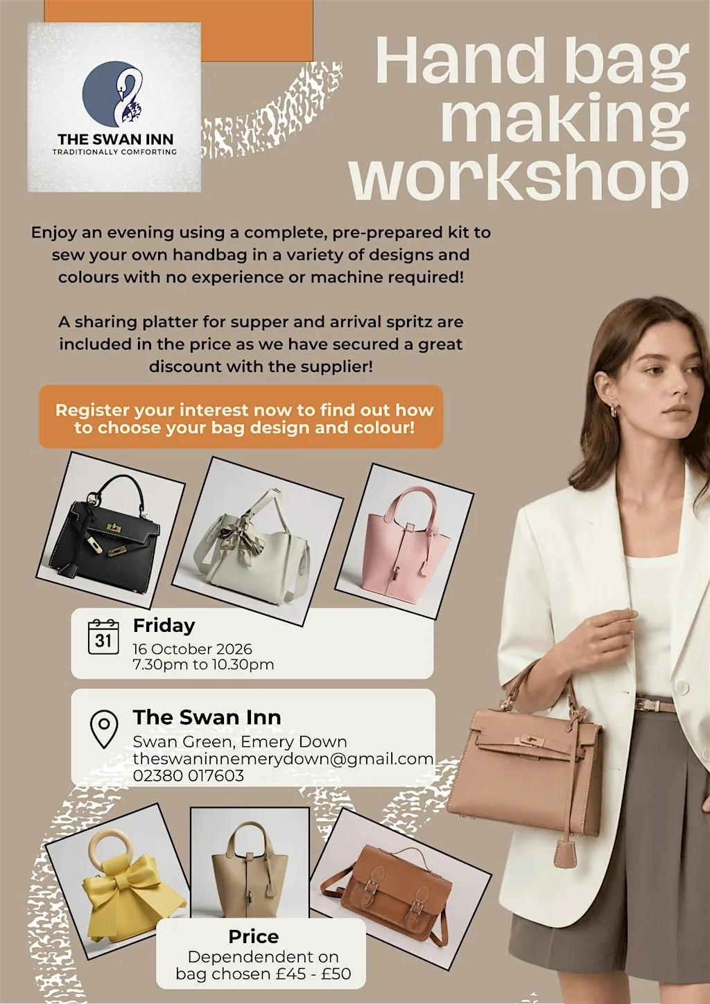 Hand bag making workshop at The Swan Lyndhurst