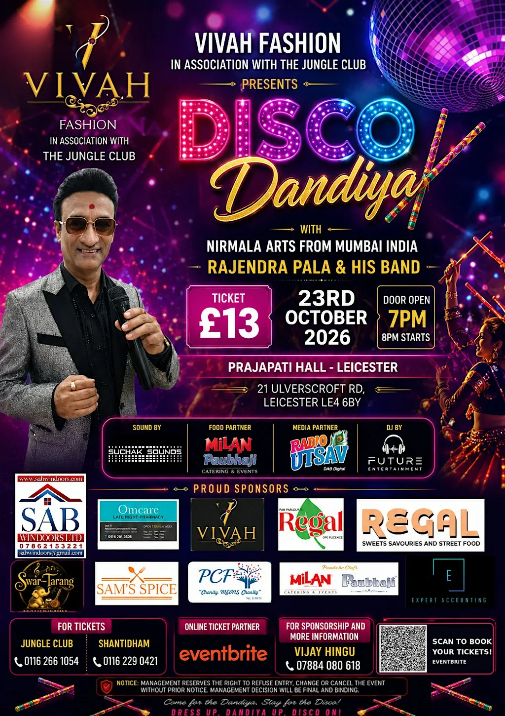 Disco Dandiya Night With Nirmala Arts From Mumbai Rajendra Pala & His Band at Prajapati Hall Leicester