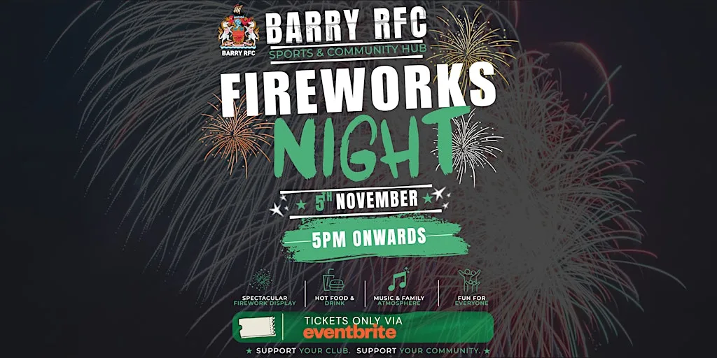Barry RFC Fireworks Night 2026 at Barry Rugby Football Club