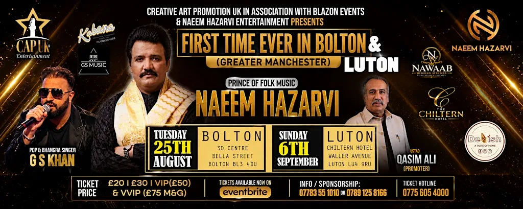 NAEEM HAZARVI - LIVE IN LUTON WITH POP BHANGRA SINGER G S KHAN at OYOThe Chiltern Hotel