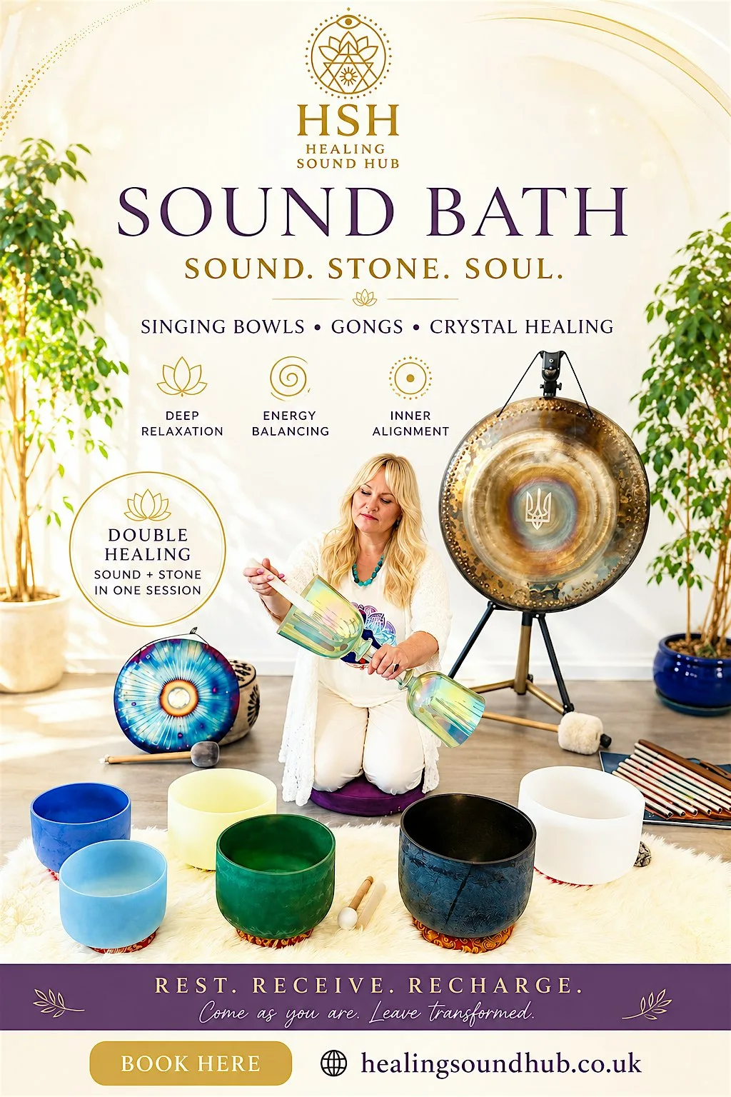 Gemstone Sound bath with Gongs, Crystal and Alchemy singing bowls