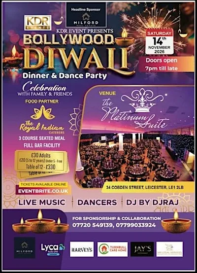 Diwali Dinner & Dance Leicester at The Platinum Suite