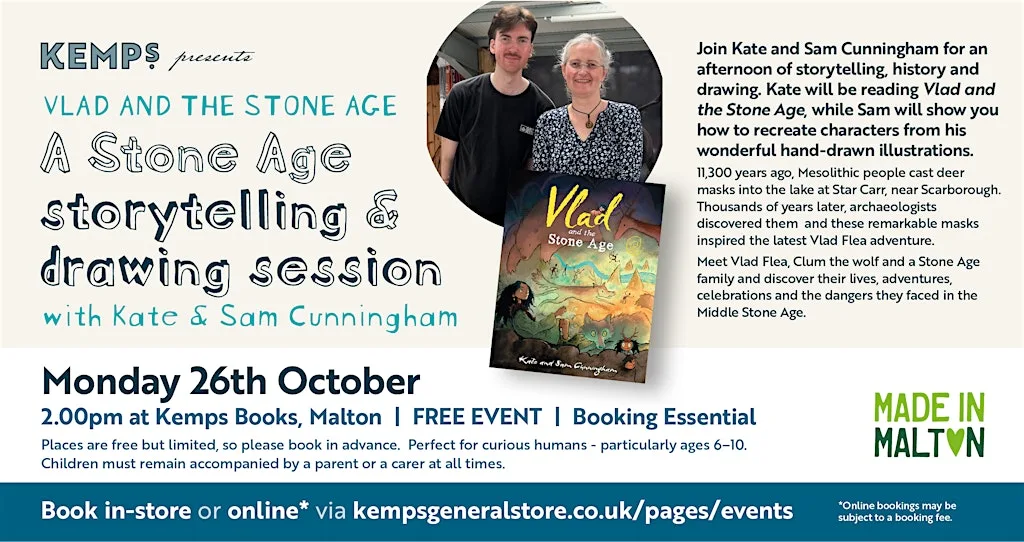 VLAD AND THE STONE AGE A Stone Age storytelling and drawing session at Kemps Bookshop & General Store