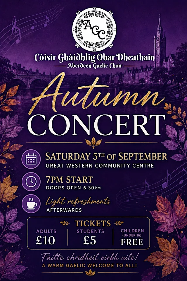 Aberdeen Gaelic Choir Autumn Concert at Great Western Community centre
