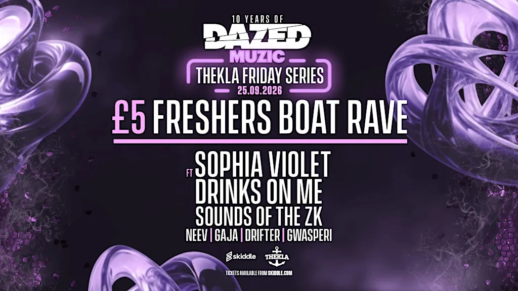 £5 Freshers Boat Rave ft Sophia Violet & Drinks On Me