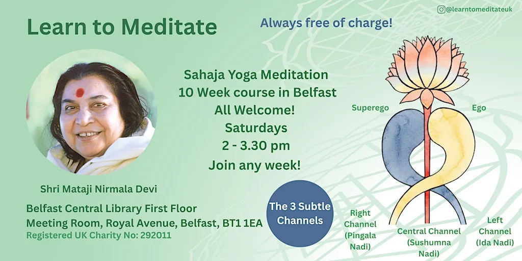 Learn to Meditate in Belfast - Free 10 Week Course - 3 Subtle Channels