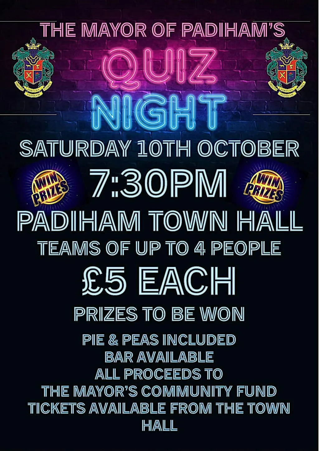 The Mayor of Padiham's Quiz Night at Padiham Town Hall Ballroom
