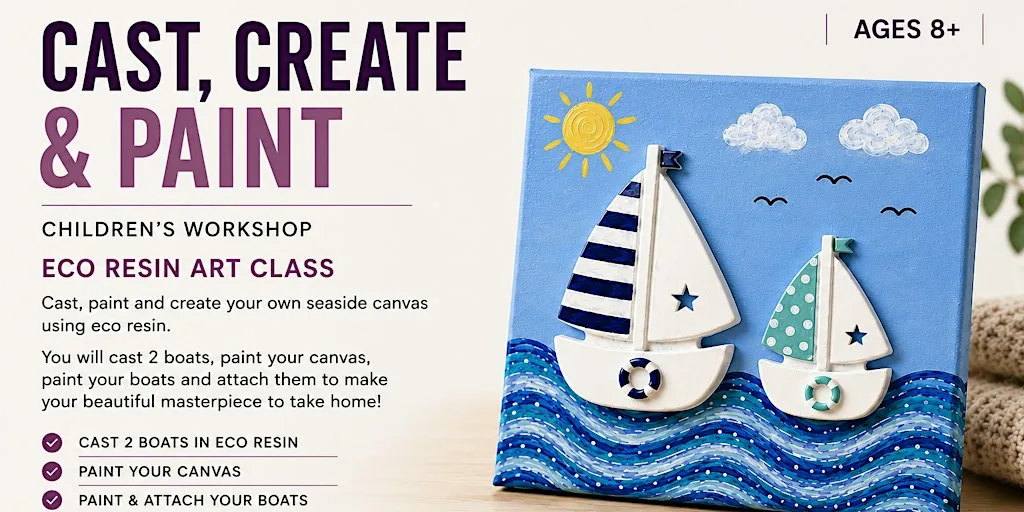 Children's Sail Boat Canvas & Resin Art Workshop at The Foundry Bell