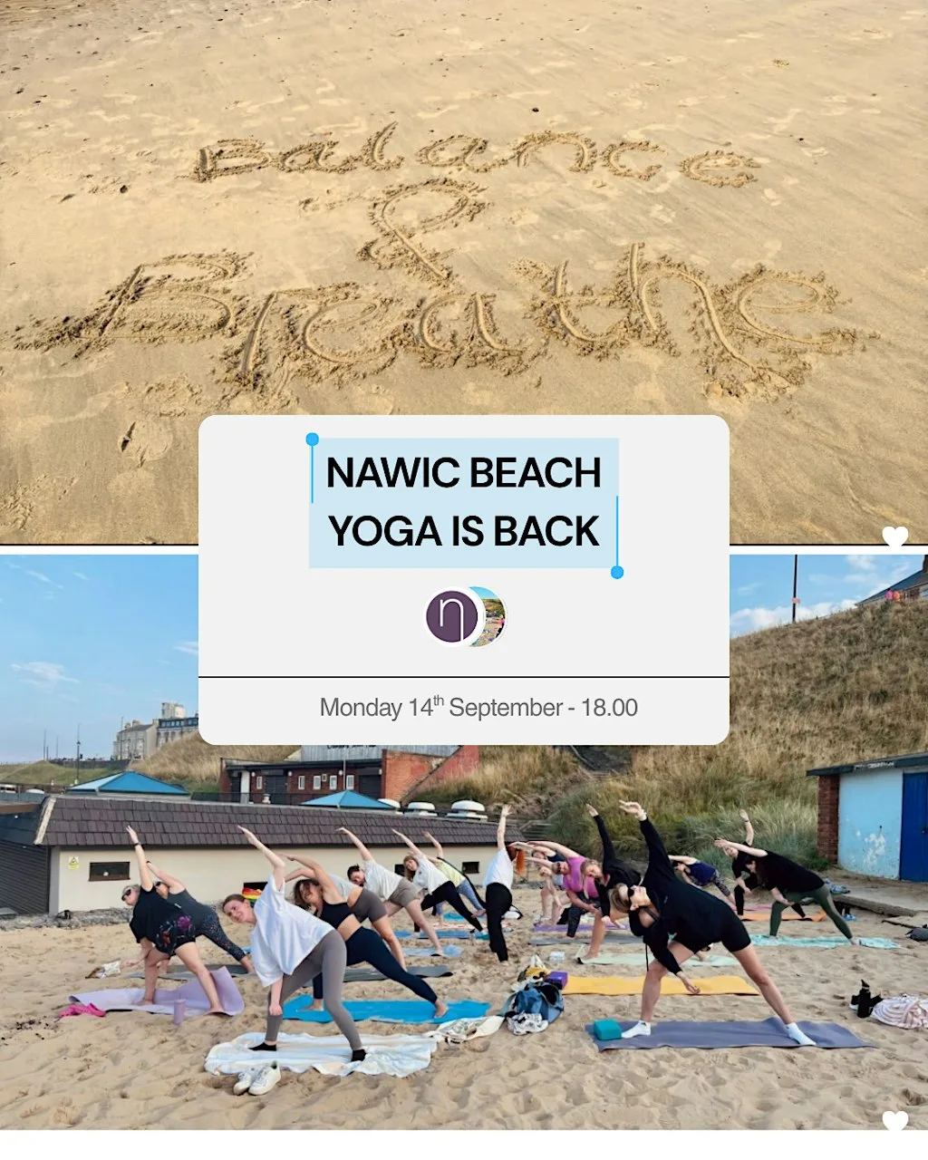 NAWIC North East Beach Yoga Evening at Cullercoats Beach