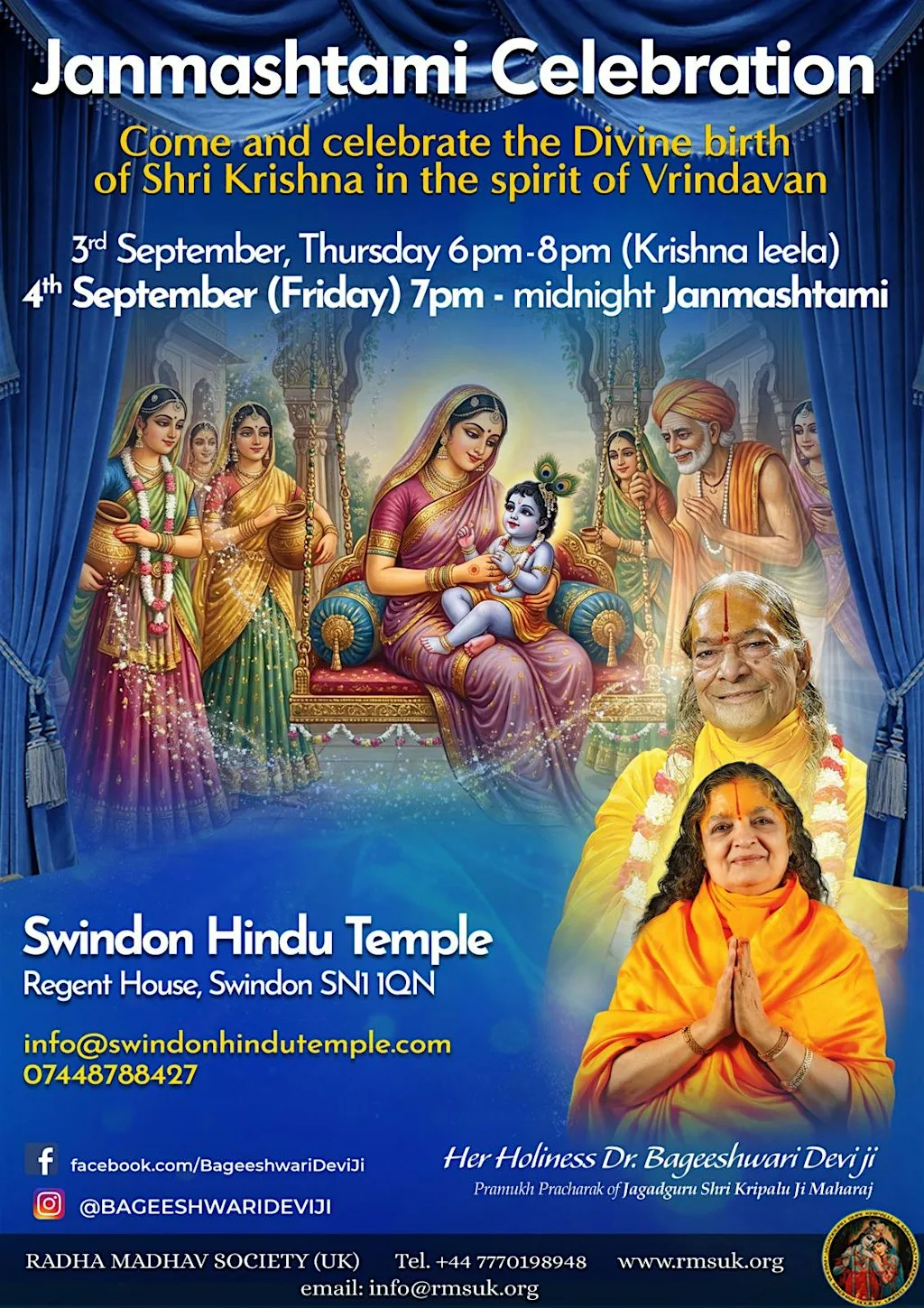 Divine Shri Krishna Janmashtami Celebration at Swindon Hindu Temple