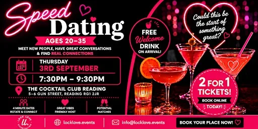 Lock Love Speed Dating | Ages 20–35 | Reading.. Free welcome drink!!