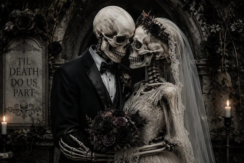Walking Theatre & Dinner 'Til Death Do Us Part' A Skeleton Wedding at Thackray House, Historic Luxury Hotel in Scotland