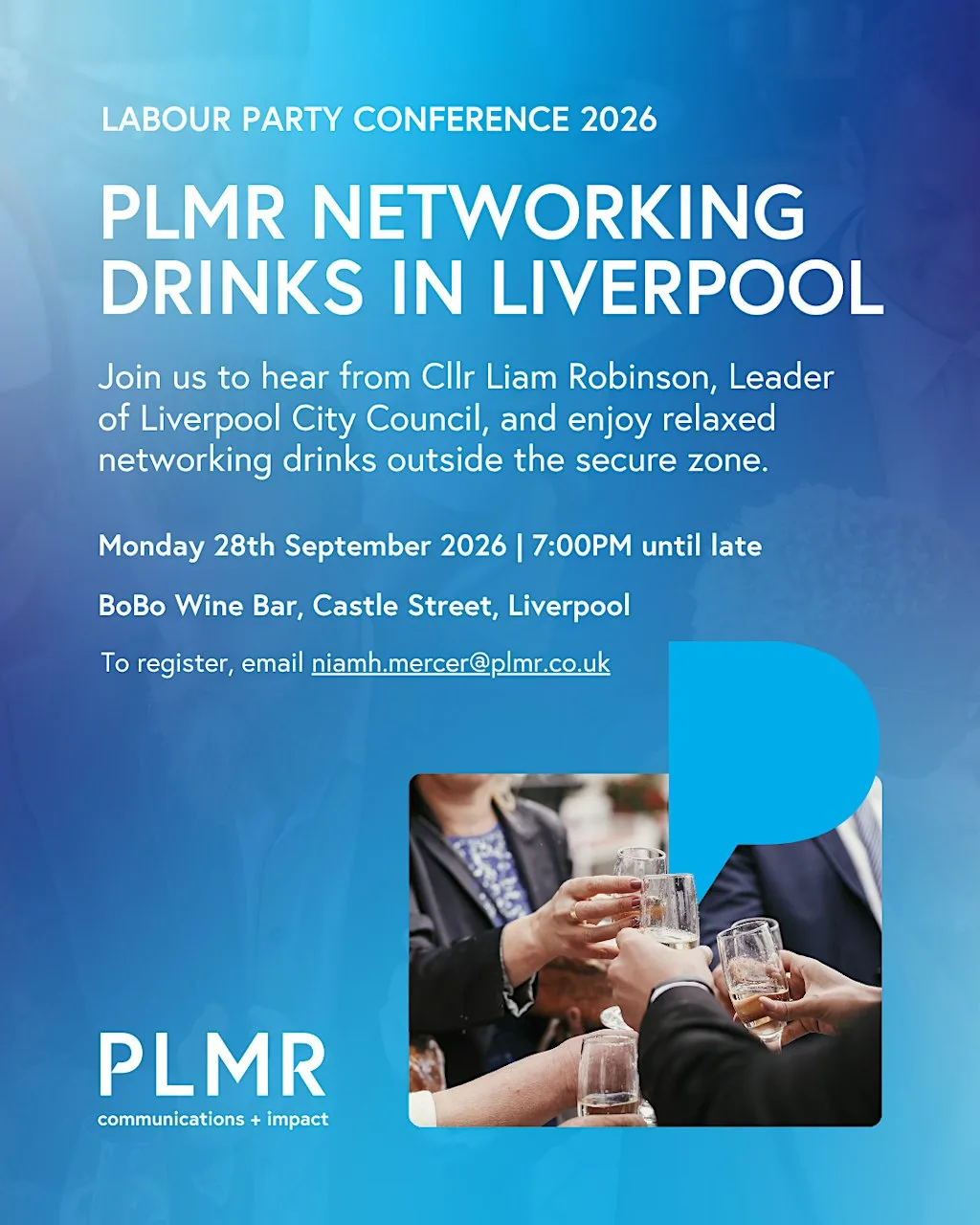 PLMR Networking Drinks | Labour Party Conference 2026 at BoBo