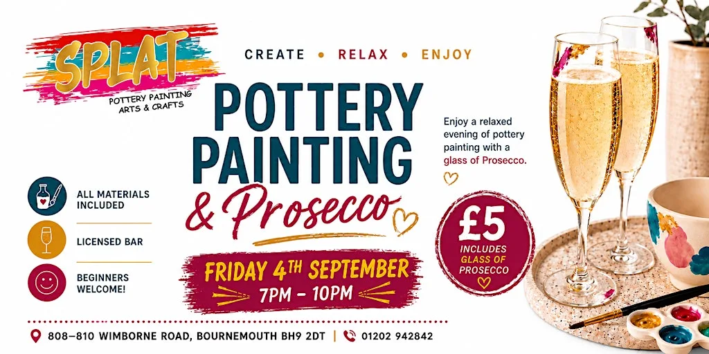 Pottery Painting and Prosecco Night at Splat Pottery Painting Arts & Crafts