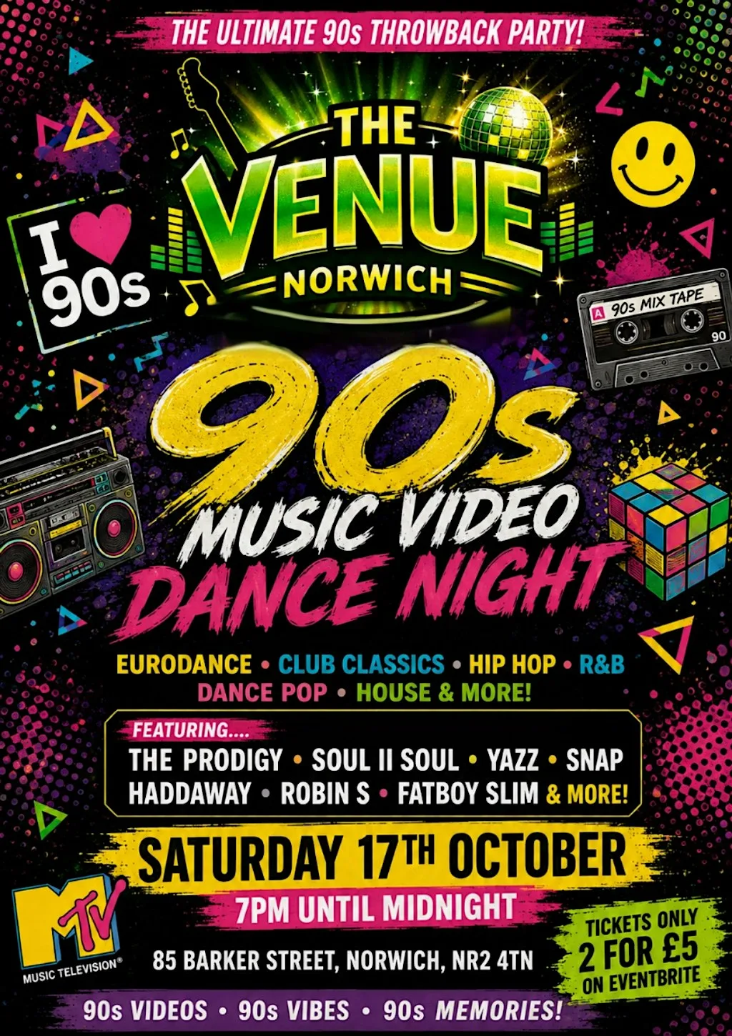 90s DANCE MUSIC VIDEO NIGHT @ THE VENUE FUNCTION ROOM NORWICH .