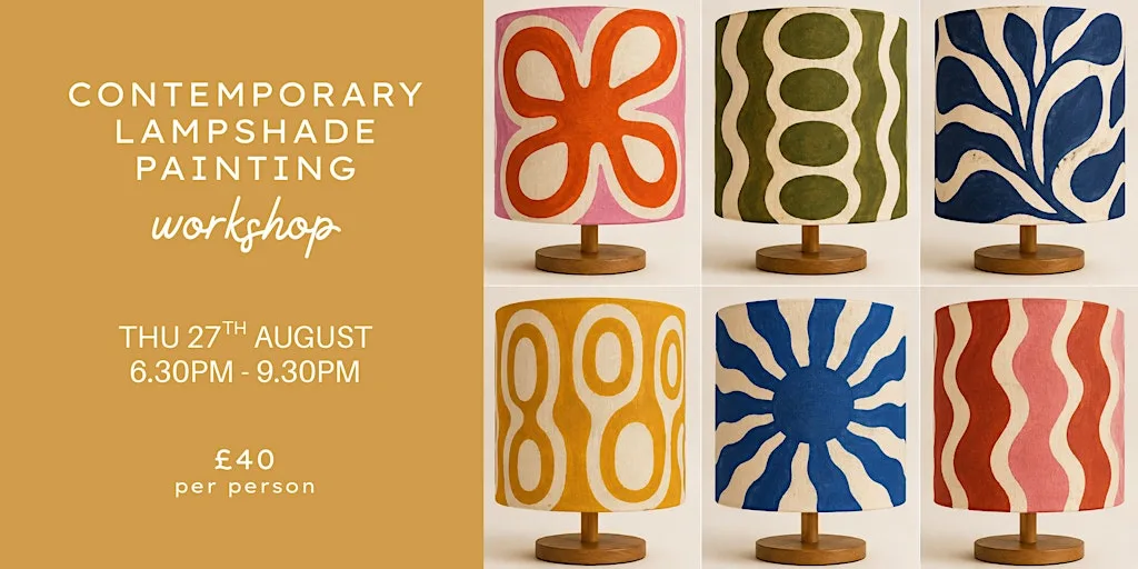 Art Workshop - Contemporary Lampshade Painting - Southampton at Woodmill Coffee Kitchen