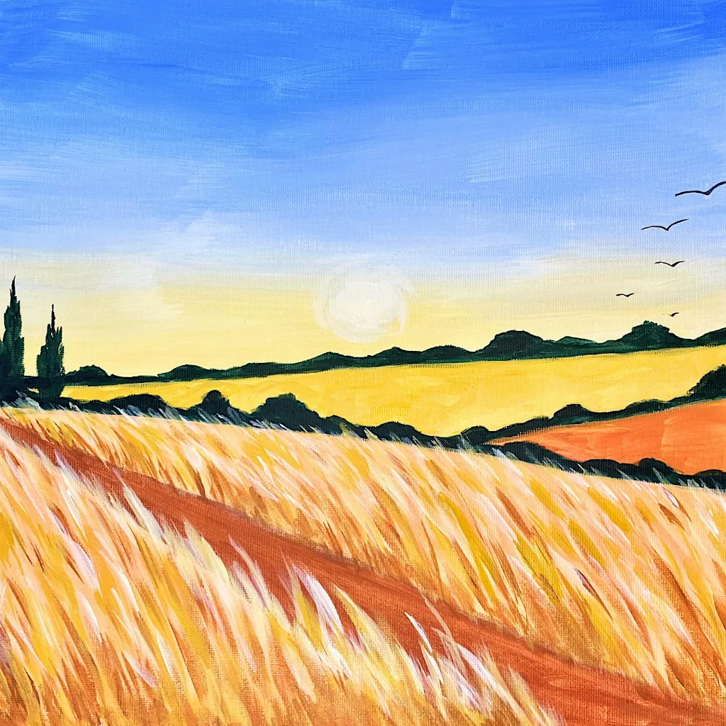 Sip & Paint at Hopper Coffee, Backwell, Bristol - "Fields of Gold"