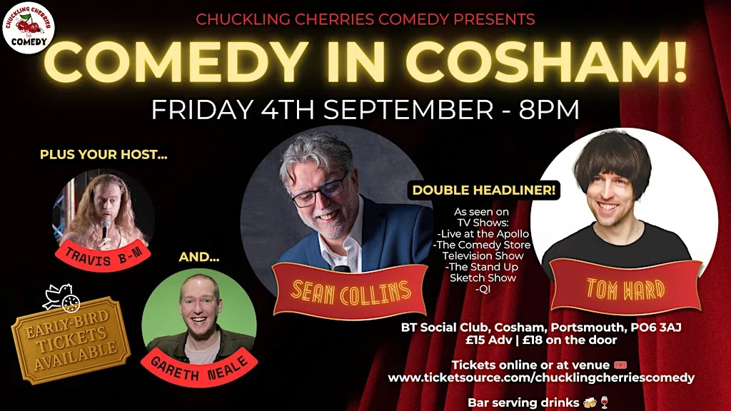 Cosham Comedy Club - 4th September 2026 - Sean Collins, Tom Ward and Gareth at BT Social Club