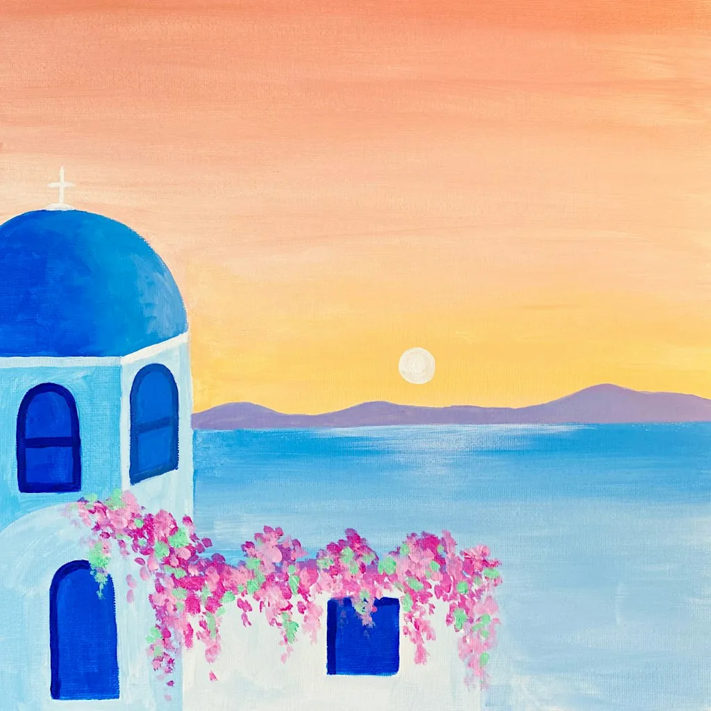 Sip & Paint at Chance & Counters Gloucester Rd, Bristol-"Santorini Sundown"