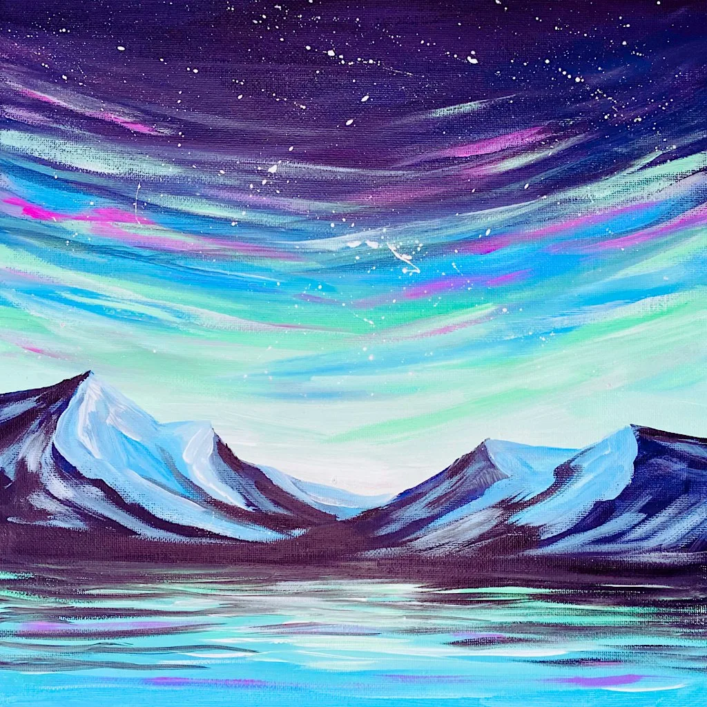 Sip & Paint at the Willy Wicket, Emersons Green, Bristol - "Glacial Aurora"