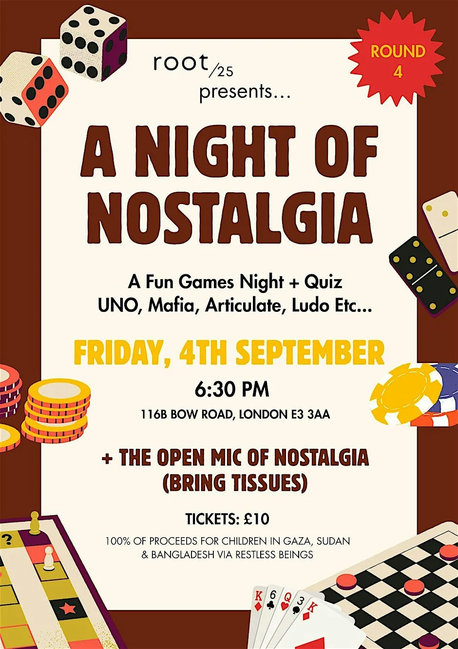 A Night of Nostalgia, Round 4 - A Games Night for Charity at 116B Bow Rd