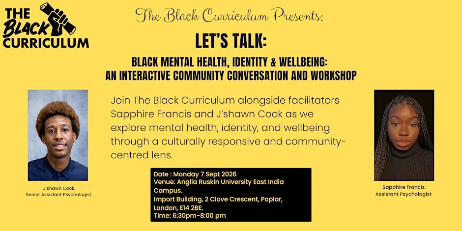 Black Mental Health, Identity & Wellbeing at ARU London - East India Campus