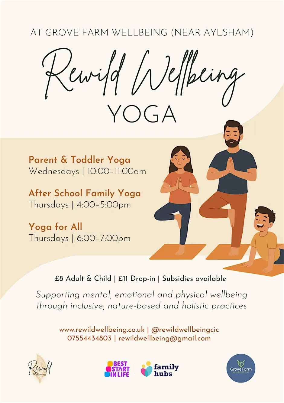 Rewild Yoga for All/ Parents & Toddlers/After School Family at GroveFarmWellbeing