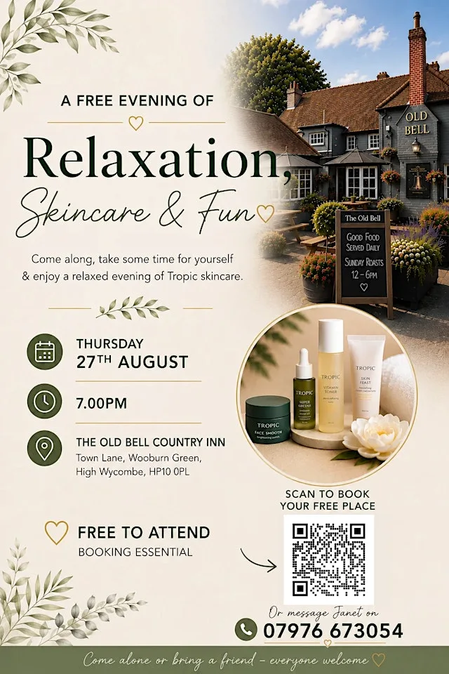 Relaxation, Skincare & Fun - Tropic Evening at The Old Bell at The Old Bell Country Inn