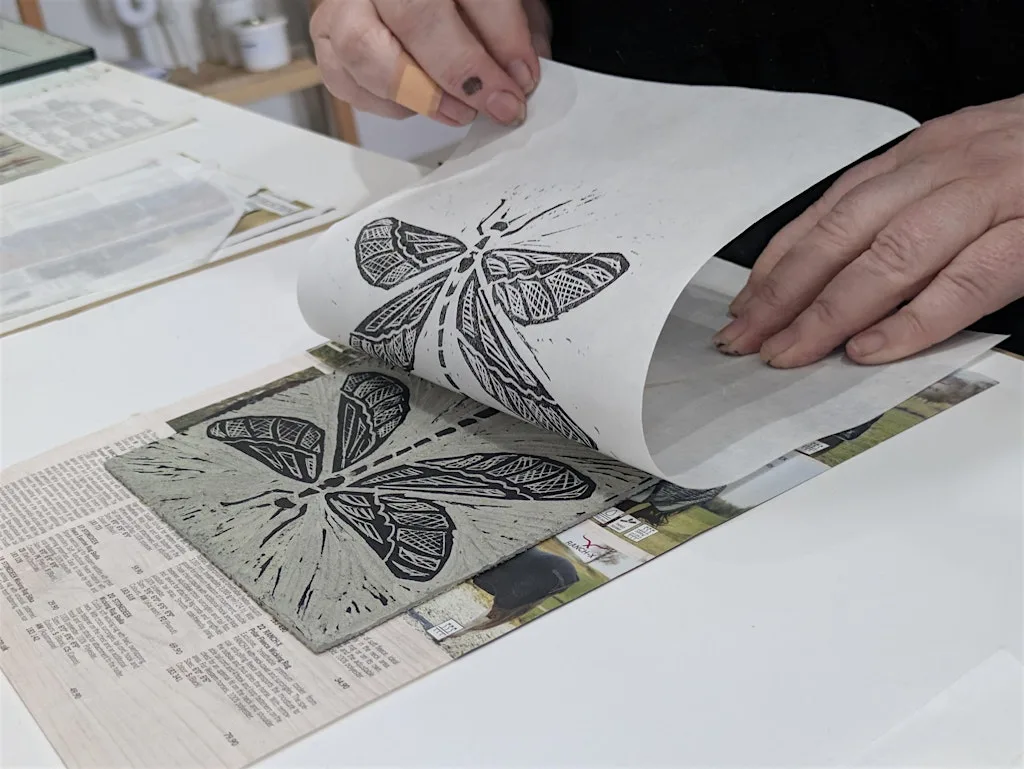 Linocut at Farm Studio