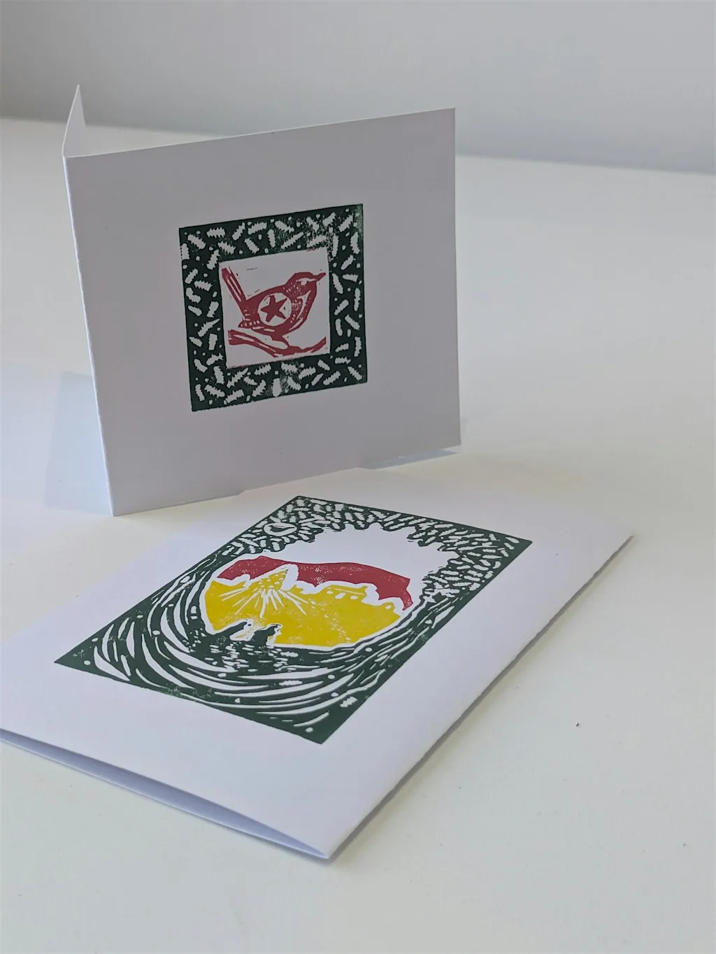 Jigsaw Linocut Christmas Cards at Farm Studio