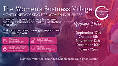Women’s Business Networking in Rotherham | The Women’s Business Village at Manvers Waterfront Boat Club