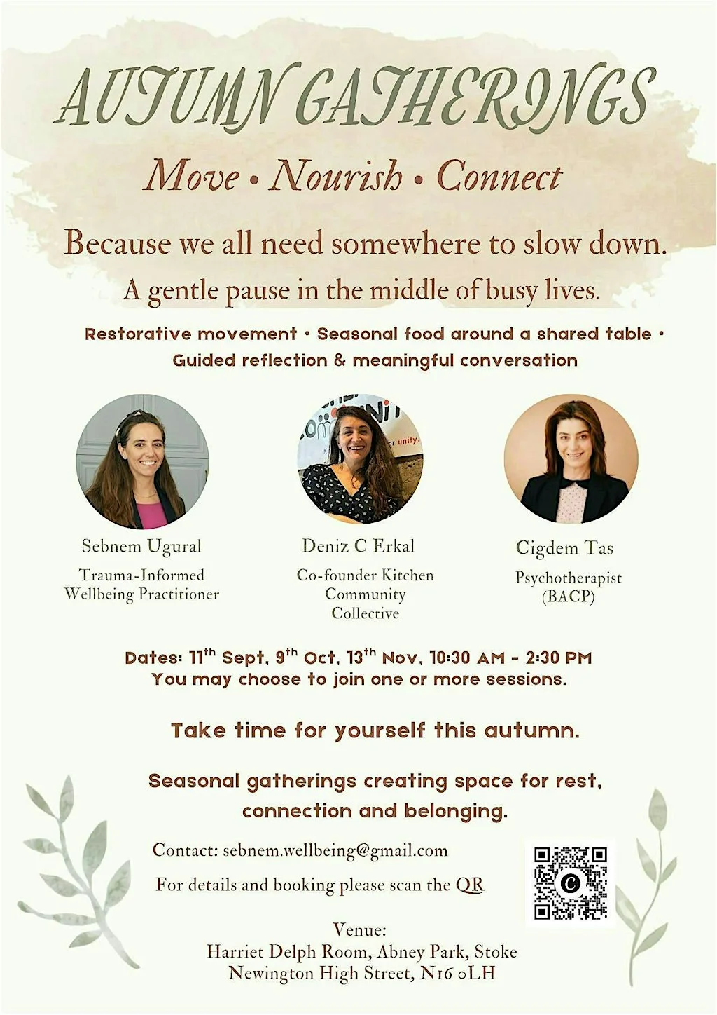 Autumn Gatherings: Gentle Movement, Lunch & Reflection — London