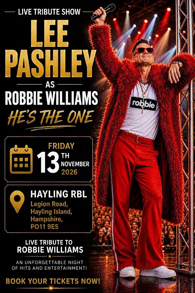 Lee Pashley as Robbie Williams at The Royal British Legion Hayling Island