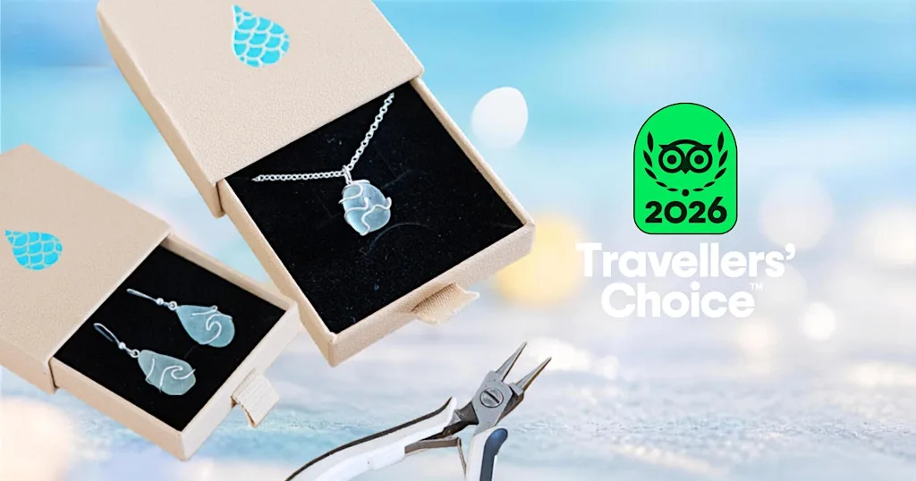 Sea Glass Jewellery - Wire wrapping at The Sea Glass Studio, Jubilee Wharf