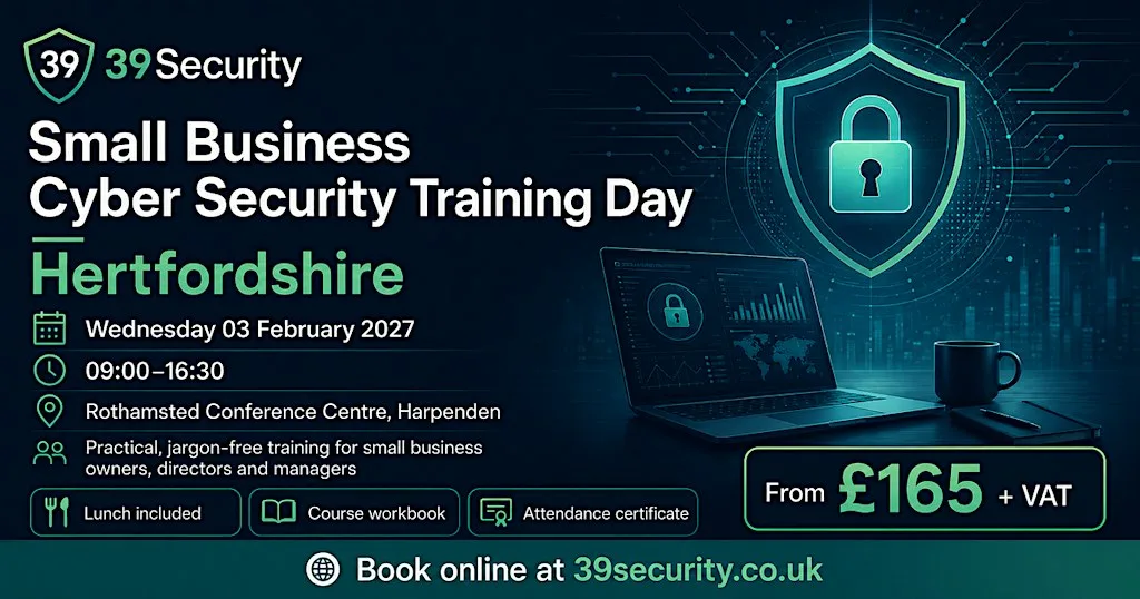 Small Business Cyber Security Training Day - Hertfordshire at Rothamsted Conference Centre
