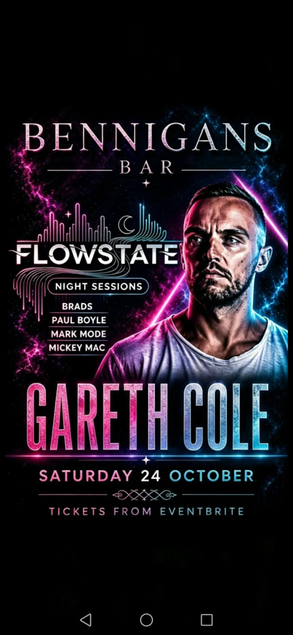 FLOWSTATE presents GARETH COLE at Bennigans Bar