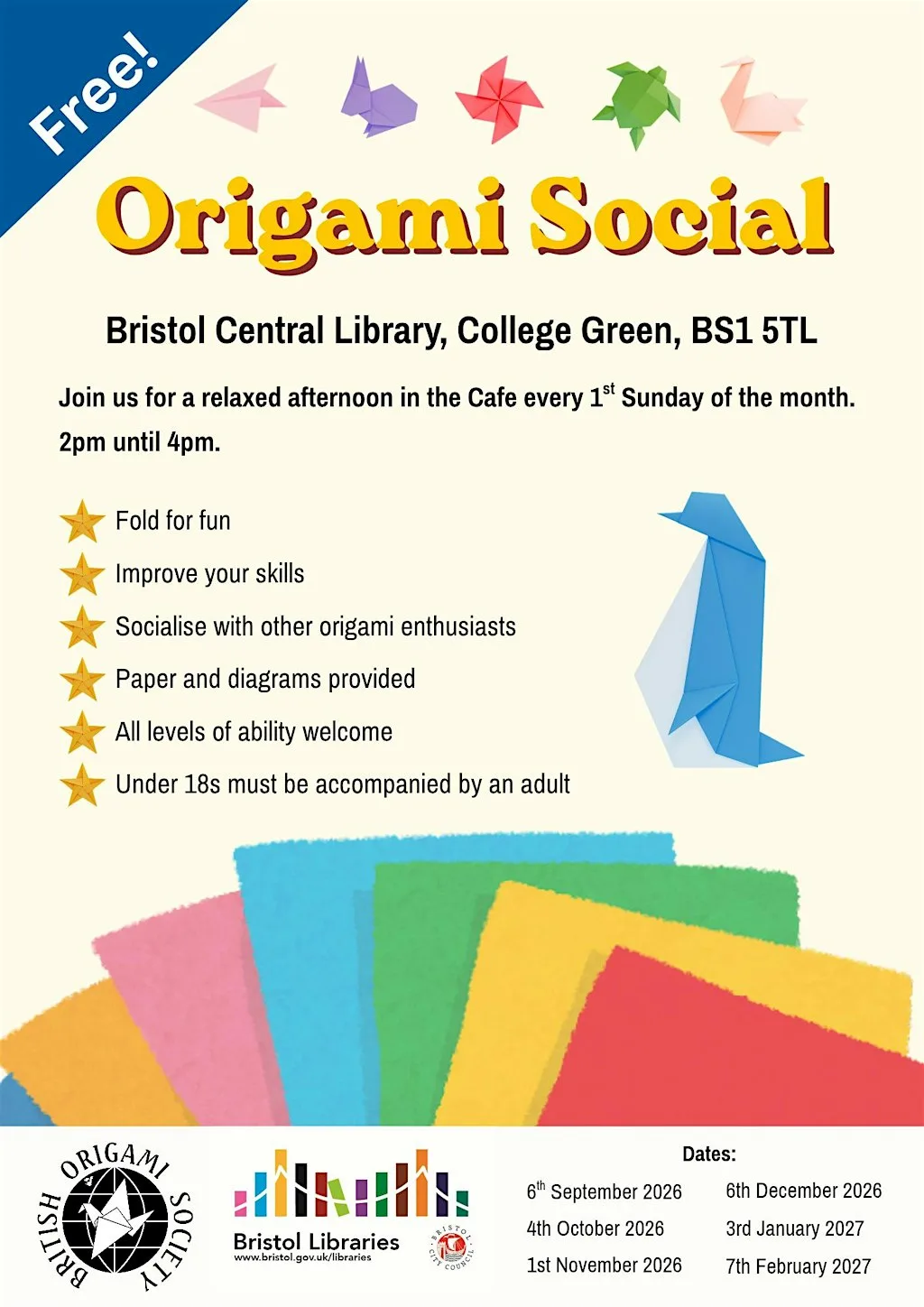 Bristol Origami Social at Bristol Central Library